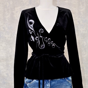 Bluza cu pictura florala, unicat, Imbracaminte si moda, Haine dama, Bluze dama, Pictura, ARTYNOS