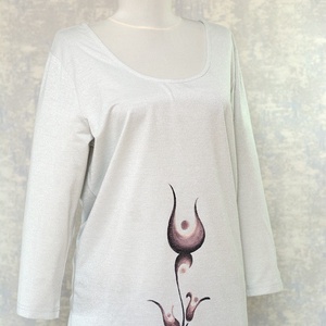 Bluză cu pictură florală, unicat - îmbrăcăminte și modă - haine damă - bluze damă - Artynos.ro