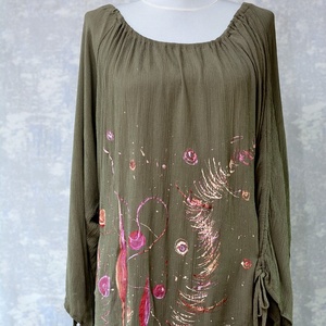 Bluza cu pictura florala, unicat, Imbracaminte si moda, Haine dama, Bluze dama, Pictura, ARTYNOS