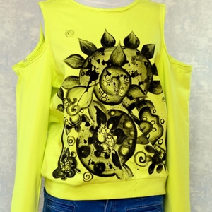 Bluza cu pictura florala, unicat, Imbracaminte si moda, Haine dama, Bluze dama, Pictura, ARTYNOS