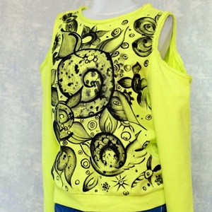 Bluză cu pictură florală, unicat - îmbrăcăminte și modă - haine damă - bluze damă - Artynos.ro