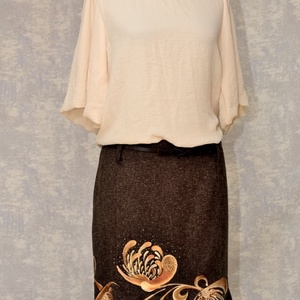 Fusta cu pictura florala, unicat, Imbracaminte si moda, Haine dama, Fusta dama, Pictura, ARTYNOS