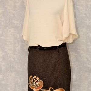 Fustă cu pictură florală, unicat - îmbrăcăminte și modă - haine damă - fustă damă - Artynos.ro