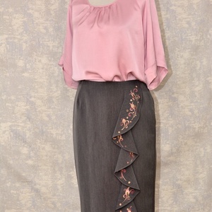 Fustă cu pictură florală, unicat - îmbrăcăminte și modă - haine damă - fustă damă - Artynos.ro