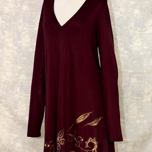 Rochie cu pictură florlală, unicat - îmbrăcăminte și modă - haine damă - rochie, dintr-o bucată - Artynos.ro