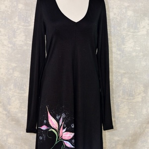 Rochie cu pictura florlala, unicat - Artynos.ro