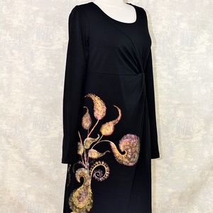 Rochie cu pictură florlală, unicat - îmbrăcăminte și modă - haine damă - rochie, dintr-o bucată - Artynos.ro