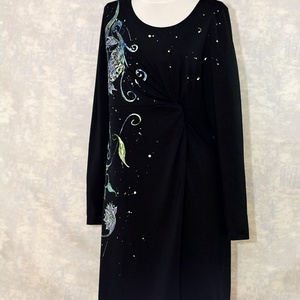 Rochie cu pictură florlală, unicat - îmbrăcăminte și modă - haine damă - rochie, dintr-o bucată - Artynos.ro