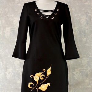 Rochie cu pictura florlala, unicat - Artynos.ro