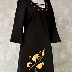 Rochie cu pictură florlală, unicat - îmbrăcăminte și modă - haine damă - rochie, dintr-o bucată - Artynos.ro