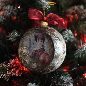 Glob concav : Vintage Christmas - crăciun - decorațiuni de crăciun de casă - globuri de crăciun - Artynos.ro