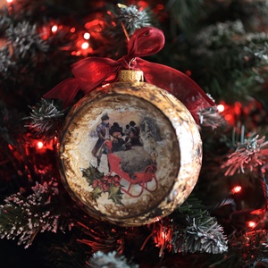 Glob concav : Vintage Christmas - crăciun - decorațiuni de crăciun de casă - globuri de crăciun - Artynos.ro