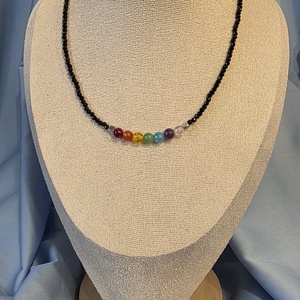 Colier din margele negre si cele 7 cackre, Bijuterii, Coliere, Coliere din margele, Altele, ARTYNOS