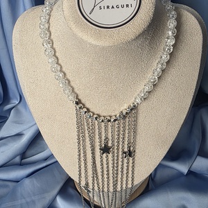 Colier din margele de cuart spart si accesorii din otel inoxidabil., Bijuterii, Coliere, Coliere din margele, Confectionarea bijuteriilor, ARTYNOS