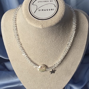 Colier din margele transparente si perla de cultura - accessorii și unelte - mărgea, componente de bijuterii - perlă adevărată - Artynos.ro