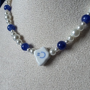 Colier din perle sintetice și pandantiv din ceramică - bijuterii - coliere - coliere din mărgele - Artynos.ro