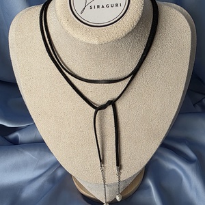 Colier din șnur de piele cu perle de cultură - bijuterii - coliere - coliere din perle - Artynos.ro