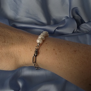 Brățară din oțel inoxidabil cu perle de cultură - bijuterii - brățări - brățări din perle - Artynos.ro