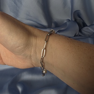 Brățară din oțel inoxidabil cu perle de cultură - bijuterii - brățări - brățări din perle - Artynos.ro