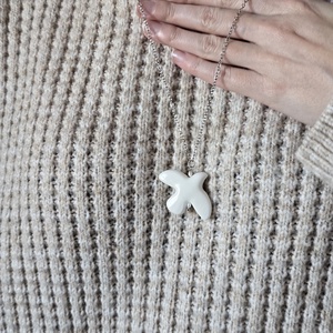 Colier cu lant lung din otel inoxidabil, cu turturica din ceramica, Bijuterii, Coliere, Coliere cu pandative, Confectionarea bijuteriilor, ARTYNOS