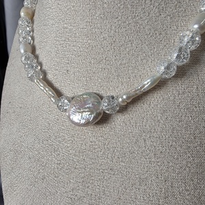 Colier din cuarț spart și perle de cultură - bijuterii - coliere - coliere cu pandative - Artynos.ro