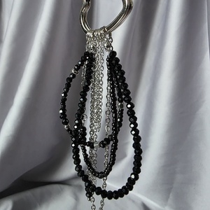 Breloc din otel inoxidabil  si margele negre, Genti si portofele, Accesorii genti, Breloc, Confectionarea bijuteriilor, ARTYNOS