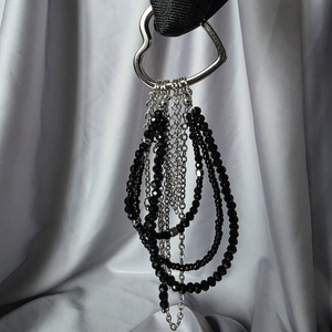 Breloc din oțel inoxidabil  si margele negre - genți și portofele - accesorii genți - breloc - Artynos.ro