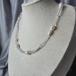 Colier din margele transparente si perle de cultura , Bijuterii, Coliere, Coliere din margele, Confectionarea bijuteriilor, ARTYNOS