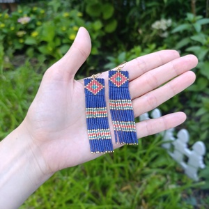 Cercei inspiratie egipteana albastrii - bijuterii - cercei - cercei lungi - Artynos.ro