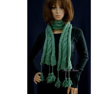CSINGILINGI - eșarfă tricotată manual din alpaca / verde - îmbrăcăminte și modă - eșarfe, pălării, fularuri - eșarfe - Artynos.ro