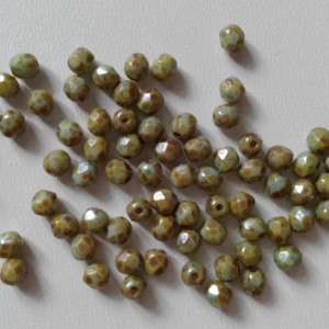 Margele cehe din sticla lustruita - 4mm - 80 buc / pachet - marmura, , , ARTYNOS
