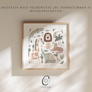 Decalaj de perete Safari animal, poster scandinav, imagine cameră copii, cadou -  - Artynos.ro