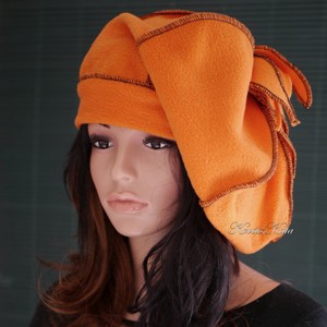 POLÁR BARETT / narancs - bohemian sapka, Imbracaminte si moda, Esarfe, palarii, fularuri, Caciula, Cusatura, ARTYNOS