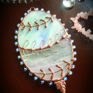 Frunze de Paste - oua tiffany cu perle opal - Artynos.ro