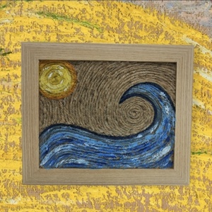 Tablou decorat cu sfoara din iuta, Casa & Stil de viata, Decoratiuni de casa, Picturi murale, Tablouri/picturi pe panza, Obiecte pictate, Pictura, ARTYNOS