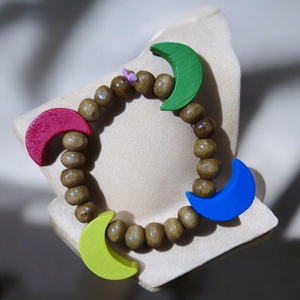 Set brățări handmade mama și fiica- lemn natural - bijuterii - brățări - brățări din mărgele - Artynos.ro