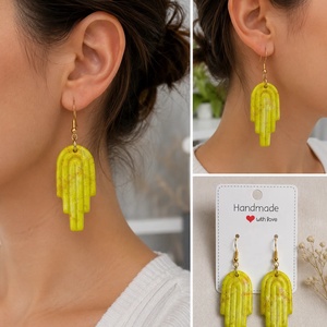 Cercei handmade din Fimo � Lime Glow - Artynos.ro