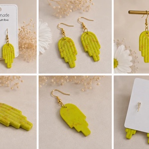 Cercei handmade din Fimo � Lime Glow - bijuterii - cercei - cercei lungi - Artynos.ro