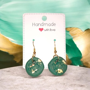 Cercei handmade din Fimo cu insertii de foita aurie - Artynos.ro