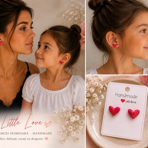 Cercei inimioară Little Love � Handmade - bijuterii - cercei - clipsuri - Artynos.ro