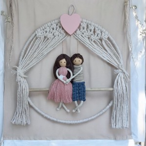 Cuplu în dragoste decorare de perete cu perdele macramé -  - Artynos.ro