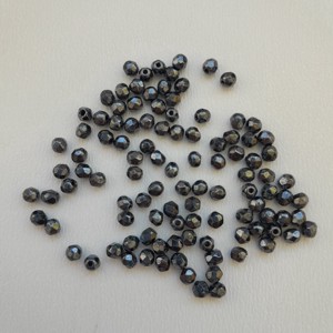 Margele cehe fatetate din sticla - 3mm - 100 buc / pachet - gri inchis - Artynos.ro