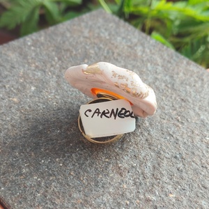 Inel Roz Peach Maximalist Carneol Design Organic Chunky Elegant de Ocazie - bijuterii - inele - inele statement - Artynos.ro