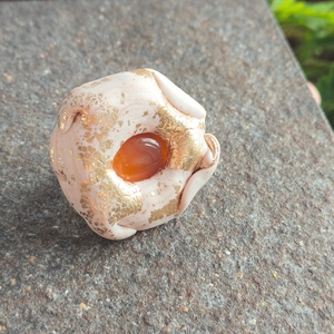 Inel Roz Peach Maximalist Carneol Design Organic Chunky Elegant de Ocazie - bijuterii - inele - inele statement - Artynos.ro