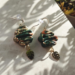 Cercei Jungla Design otel inoxidabil placat cu Aur 18K Foarte Usori , Bijuterii, Cercei, Cercei din aur, Confectionarea bijuteriilor, Cercei design unicat ( nu realizez produse in serie si nici pe comanda, nu repet niciodata un desig..., ARTYNOS