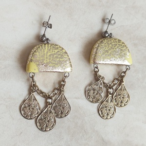 Cercei Statement Lime - Decoratiuni Nomad Metalice Vintage Reciclate - Witchy Fantezie Baroc Clasic - bijuterii - cercei - cercei lungi - Artynos.ro