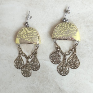 Cercei Statement Lime - Decoratiuni Nomad Metalice Vintage Reciclate - Witchy Fantezie Baroc Clasic - bijuterii - cercei - cercei lungi - Artynos.ro