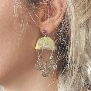 Cercei Statement Lime - Decoratiuni Nomad Metalice Vintage Reciclate - Witchy Fantezie Baroc Clasic - Artynos.ro