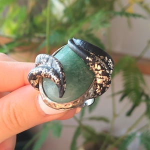 Inel Oval Statement Maximalist - Decoratiune Metalica Vintage Reciclata - Bijuterie Witchy Handmade Fantezie  - bijuterii - coliere - coliere din pietre semiprețioase - Artynos.ro