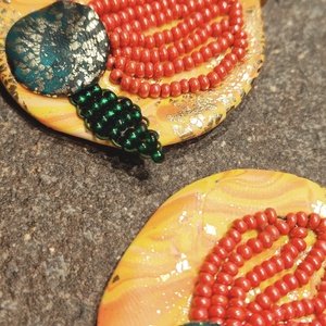 Cercei Statement Rotunzi Mari Flori Margele Vintage Reciclate - Flamenco Fantezie Etnic Antique Mediteranean - bijuterii - cercei - cercei din mărgele - Artynos.ro